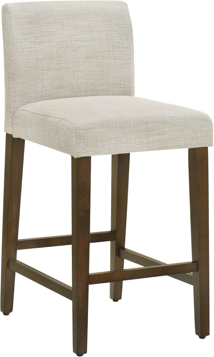 Counter Height Bar Stools Set of 3, 27" H Seat Height Upholstered Barstools, Fabric in Ivory