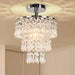 Small Crystal Chandelier Led Crystal Ceiling Lights 3 Tiers Crystal Raindrops Chandelier Pendant Lighting Fixture Decoration for Bedroom Hallway Living Room,Chrome,E26