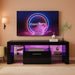 Black LED TV Stand with Large Storage Drawer for 32 40 50 55 Inch Tvs, Modern High Gloss TV Console Table with Entertainment Center for Living Room, Bedroom, Black
