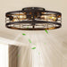 Modern Black Caged Fandelier Low Noise Ceiling Fan