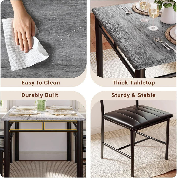Dining Table Set for 4, Grey