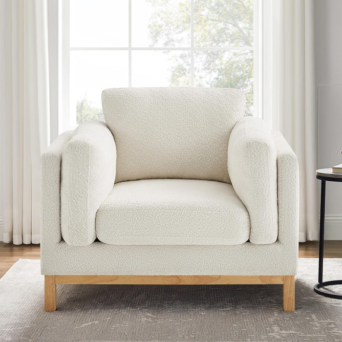 41.34" Oversized Accent Chair, Upholstered Armchair with Solid Wood Legs Living Room Chairs with Wide Armrest Pads, Reading Chair for Bedrooms, Apartments, Living Rooms, Offices（Beige）