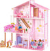 Wooden Dolls House for Toddlers Aged 3–5: Complete Set with Furniture, 4 Family Member Dolls, and a Pet Dog – Villa-Style Design for Indoor Play. Ideal Dollhouses for Children Aged 3 to 8