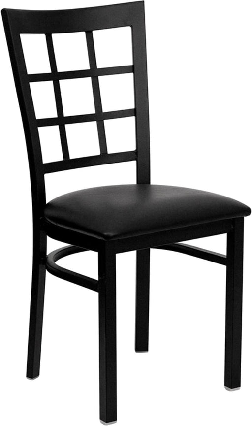 Hercules Series Window Back Metal Restaurant Chair, Modern Upholstered Armless Dining Chair for Restaurants and Kitchens, Black