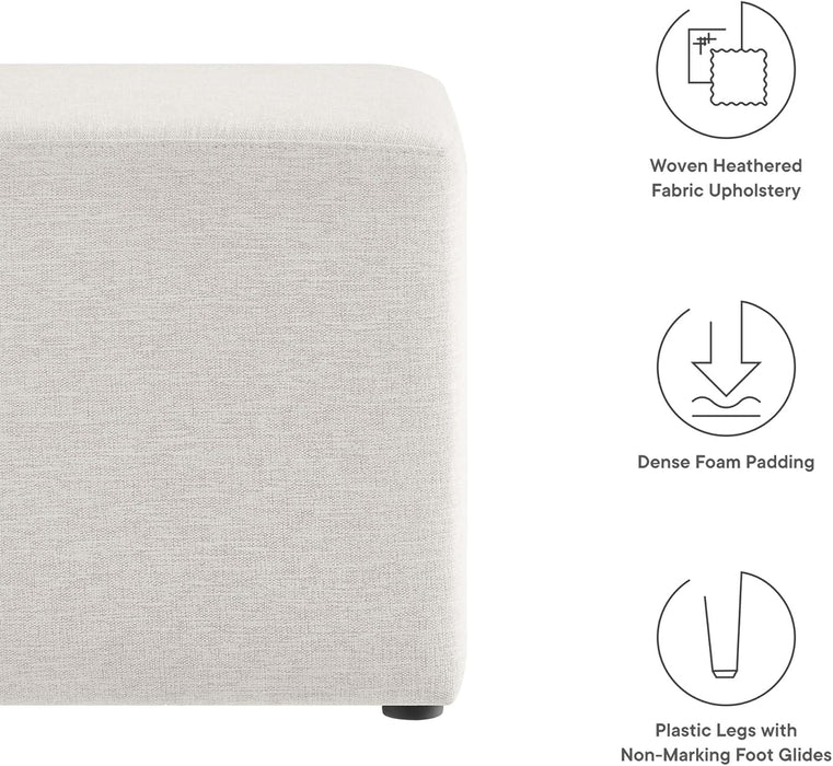 Callum 17 Inch Square Ottoman in Ivory Fabric - Woven Heathered Fabric - Upholstered Ottoman for Living Room, Ottoman Side Table, Vanity Seat - Accent Table or Footrest Ottoman
