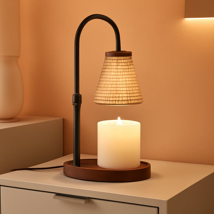 Premium Candle Warmer Lamp with Timer Dimmer-Height Adjustable Wax Melter Suitable for Yankee/Any Jar Candle, Flameless Heater with Wood Base & Amber Glass,New Home Gifts for Women Mom Daughter Friend