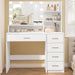 Vanity Desk with Mirror and Lights, Makeup Vanity with 5 Drawers and 3 Storage Shelves, 3 Color Modes & Adjustable Brightness Dressing Table, Vanity for Girls, White