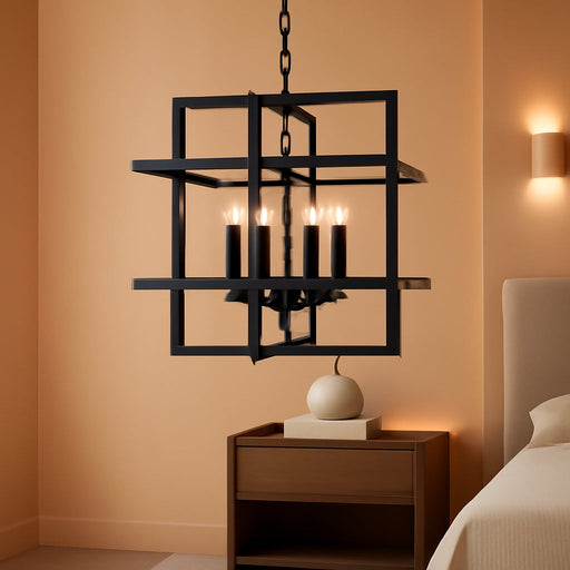 Black Industrial Geometric Pendant Lighting 6 Light