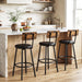 Bar Stools, Bar Stools Set of 3 with PU Upholstered, Bar Chairs with Footrest and Back, 26" Barstools for Kitchen Sland, Dining Room, Easy to Assemble, Rustic Brown and Black BF31BYP301G2