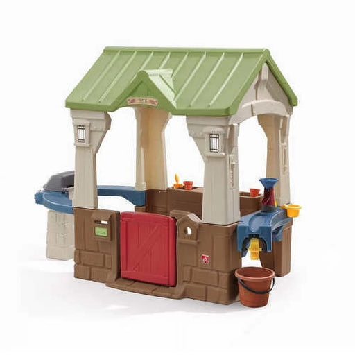 Great Outdoors Brown Toddler Playhouse with Grill and Planter Play Toys for Outside