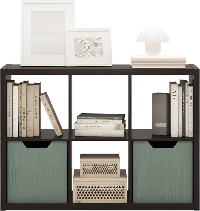 SixCube Reversible Bookcase With Black Oak Finishes
