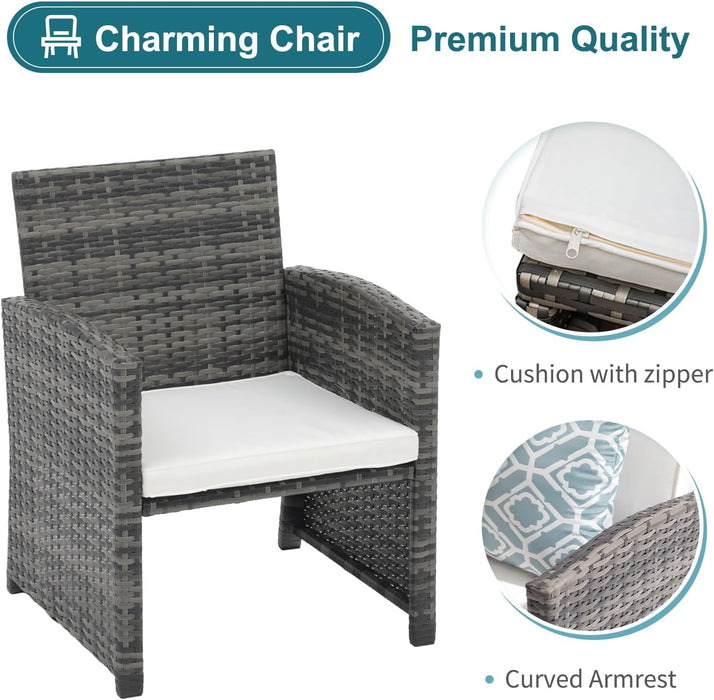 6 Pieces Patio Furniture Set W/Chairs and Ottomans, White