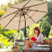 9Ft 3-Tier Patio Umbrella Outdoor Table Market Umbrella for Patio with Push Button Tilt/Crank, Fade Resistant Waterproof POLYESTER Canopy for Garden, Lawn, Deck, Backyard & Pool, Beige