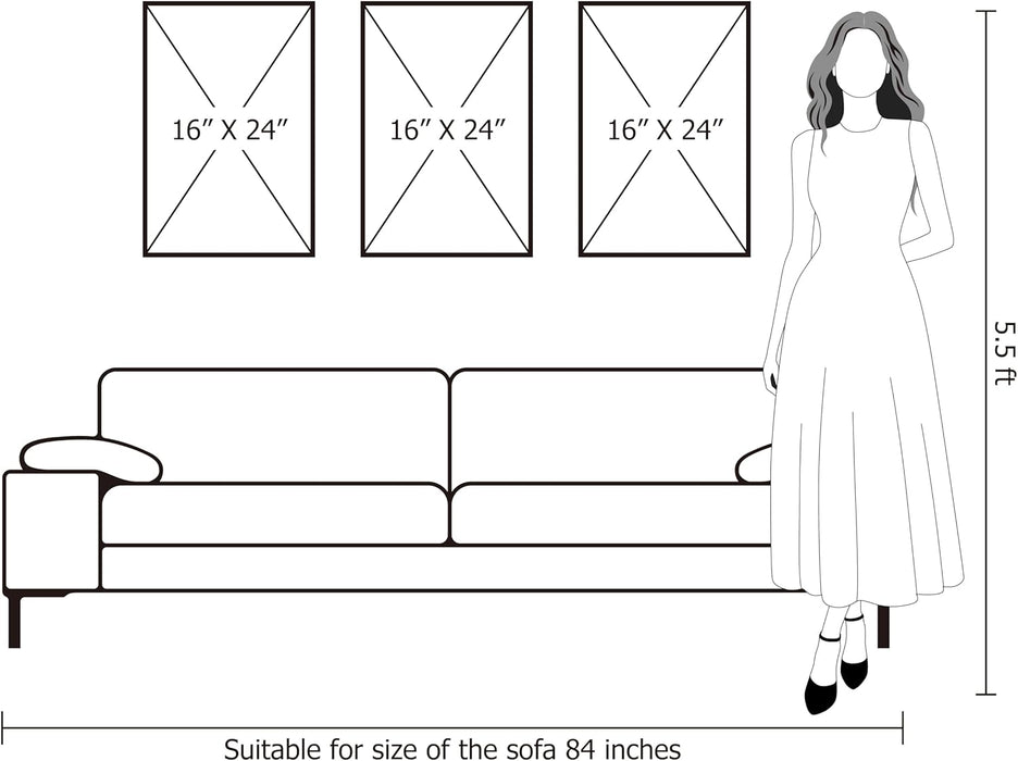 Neutral Minimalist Textured 3D Wall Art Abstract Hand-Painted Framed Wall Decor Geometric Artwork Canvas Paintings- Living Room Bedroom Office - Modern Boho Neutral Line 16"X24" 3 Piece