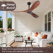 60 Inch Ceiling Fan No Light, Wood Indoor Outdoor Ceiling Fans for Patios Living Room Bedroom Gazebo, Big High CFM Wet Rated Wooden Propeller Ceiling Fan for Sloped Ceiling (Walnut)