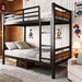 Twin Over Twin Metallic Bunk Bed VintageRusticBrown