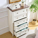 48" H Tall Dresser for Bedroom, Farmhouse 5 Drawer Dressers, Wood Chest of Drawers with 1.2" Thickened Top, Antique White