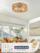 Boho Caged Ceiling Fans with Lights Flush Mount, Hand-Woven Rattan Ceiling Fans with Light and Remote Control, Enclosed Timing 6 Speeds Reversible for Living Room Bedroom Dining Room