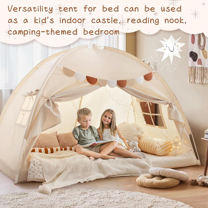 Full Size Bed Canopy Toddler Bed Tents for Kids Dream Tent on Bunk Bed Privacy Space Blackout Sleeping Playhouse Tents Indoor Portable Drafty House for Boys Girl Birthday