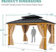 11x13 Ft Golden OutdoorGardenGazeboWithCurtainsNetting