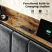 Queen Size Bed Frame with Storage Headboard, LED Lights