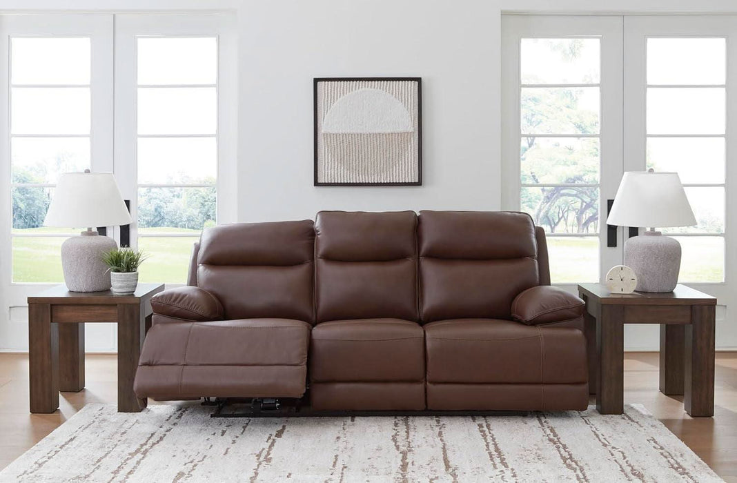 Vonryan Modern Leather Match Power Reclining Sofa with USB Ports, Dark Brown