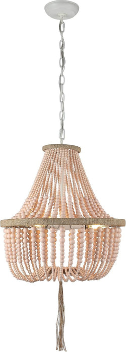 Handcrafted BeadedBlushPink Three Light Pendant Chandelier