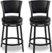 Swivel Bar Stools Set of 2, 25 Inch Counter Height Barstools, Modern Metal Swivel Bar Chairs with Backrest, Faux Leather Upholstered Counter Height Chairs for Kitchen Island, Black