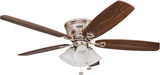 Ceiling Fans Glen Alden, 52 Inch Classic Flush Mount Indoor LED Ceiling Fan with Light, Pull Chain, Quick-2-Hang Dual Finish Blades, Reversible Motor - 50182 (Brushed Nickel)
