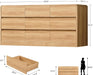 9 Drawer Dresser for Bedroom, 63" Wide Dressers & Chest of Drawers with Curved Profile Design, Wood Closet Storage Dressers Organizer for Bedroom, Living Room, Natural