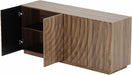 59" Modern Buffet Cabinet with 3D Water Ripple Doors, Sideboard Storage Cabinet with Wooden Base, Freestanding Credenza Console Table for Dining Room Living Room Entryway Coffee Bar, Walnut
