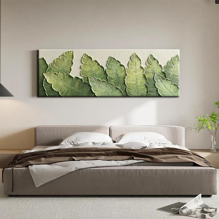 - Long Size 20X60 Inch Modern Minimalist 3D Textured Wall Art Oil Paintings on Canvas Green Plant Paintings Handmade Abstract Artwork Painting Canvas Wall Art for Bedroom Home Wall Art Deco Oil Painting
