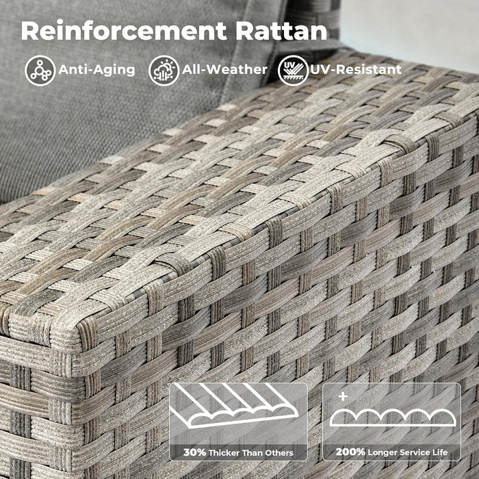 10 Pieces Patio Furniture Set, Outdoor Wicker Sectional Sofa with 30" Fire Pit Table Swivel Chairs, Modern Modular Deep Seat Rattan Couch Conversation Sets, Dark Grey