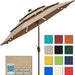 USA 10-Year-Non-Fading 9Ft 3-Tier Market Patio Umbrella, Commercial Table Umbrella with 80 Solar LED Lights, Crank Open, Windproof & UPF 50+ UV Protection for Garden, Deck, Pool, Backyard, Heather Beige