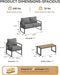 4 Piece Patio Furniture Set, Outdoor Patio Furniture with Thick Cushions, Modern Metal Outdoor Conversation Sets with Coffee Table for Porch, Balcony, Deck Dark Grey