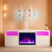 Fireplace TV Stand with Led Lights and Power Outlets, Entertainment Center with Electric Fireplace, Swivel TV Stand Mount for 45/55/60/65 Inch Tvs, Height Adjustable TV Console, White