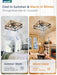 20” Caged Low Profile Ceiling Fans with Lights and Remote, Rustic Square Flush Mount Ceiling Fan, 6 Speed and Reversible, Small Farmhouse Bladeless Ceiling Fan for Bedroom, Kitchen,Dining Room