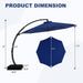 Outdoor Large round Aluminum Offset Umbrella, Heavy Duty Offset Umbrella with 360°Rotation, Offset Patio Cantilever Umbrellas with Base Included