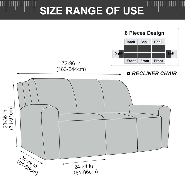 Gennia Waterproof Recliner Sofa Cover,Stretch Reclining Couch Covers with Pockets,Washable Lazy Boy Recliner Slipcovers,Leakproof Sofa Protector for Kids, Pets, Dog and Cat (3 Seat, Beige)