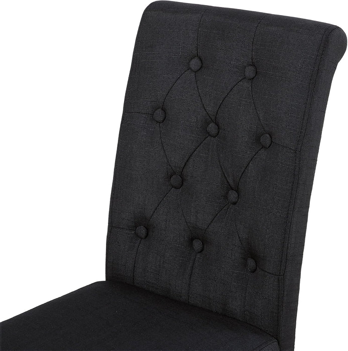 Set of 4 Upholstered Fabric Dining Chairs with Button-Tufted Details Living Chairs (Black)