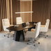 Cocoon Modern Executive High Back Home Office Chair, Upholstered Desk Chair with Wheels, Vanity Chair with Head and Lumbar Support, Armrest (Beige)