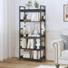 5 Tier Bookshelf, Adjustable Industrial Bookcase, Vertical Tall Book Shelf, Wood and Black Metal Open Bookshelves for Home Office, Living Room, Bedroom