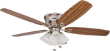 Ceiling Fans Glen Alden, 52 Inch Classic Flush Mount Indoor LED Ceiling Fan with Light, Pull Chain, Quick-2-Hang Dual Finish Blades, Reversible Motor - 50182 (Brushed Nickel)