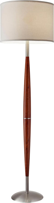 Hudson Floor Lamp - Adjustable Brightness, Perfect Lighting for Bedroom, Living Room and Corner Decor, Maple Eucalyptus Wood & Satin Steel Accents, Soft/White Lampshade