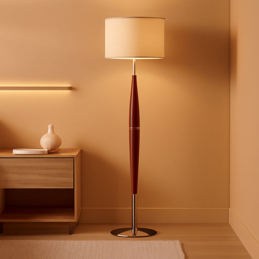 Hudson Floor Lamp - Adjustable Brightness, Perfect Lighting for Bedroom, Living Room and Corner Decor, Maple Eucalyptus Wood & Satin Steel Accents, Soft/White Lampshade