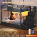 Metal Twin Sturdy Bunk Bed With IntegratedStorageDrawers