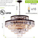 31-Inch Black Crystal Chandelier With 6-Tier Frame