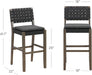 Cohen Mid-Century Modern 29 In. Wood Bar Stool, Upholstered Faux Leather Bar Height Stool with Solid Wood Frame, Black