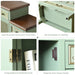 Fienley Farmhouse 1-Door Carved Wood Accent Chest with 5-Drawers, Sage Green Cabinet,Rustic Brown Top