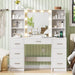 Vanity Desk with Mirror and Lights, Power Outlet, Makeup Vanity with 7 Drawers and 6 Shelves, Dressing Vanity Table Vanity Set for Bedroom, White
